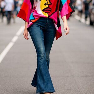 Free People Sz 28 Just Float On Super Flare Stretch Jeans Bell Bottom Boho Wide